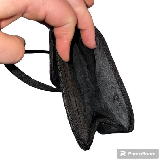 Vintage Womens Handbag Clutch Small Black Glitter Sparkle Formal Party Classic - Picture 6 of 9